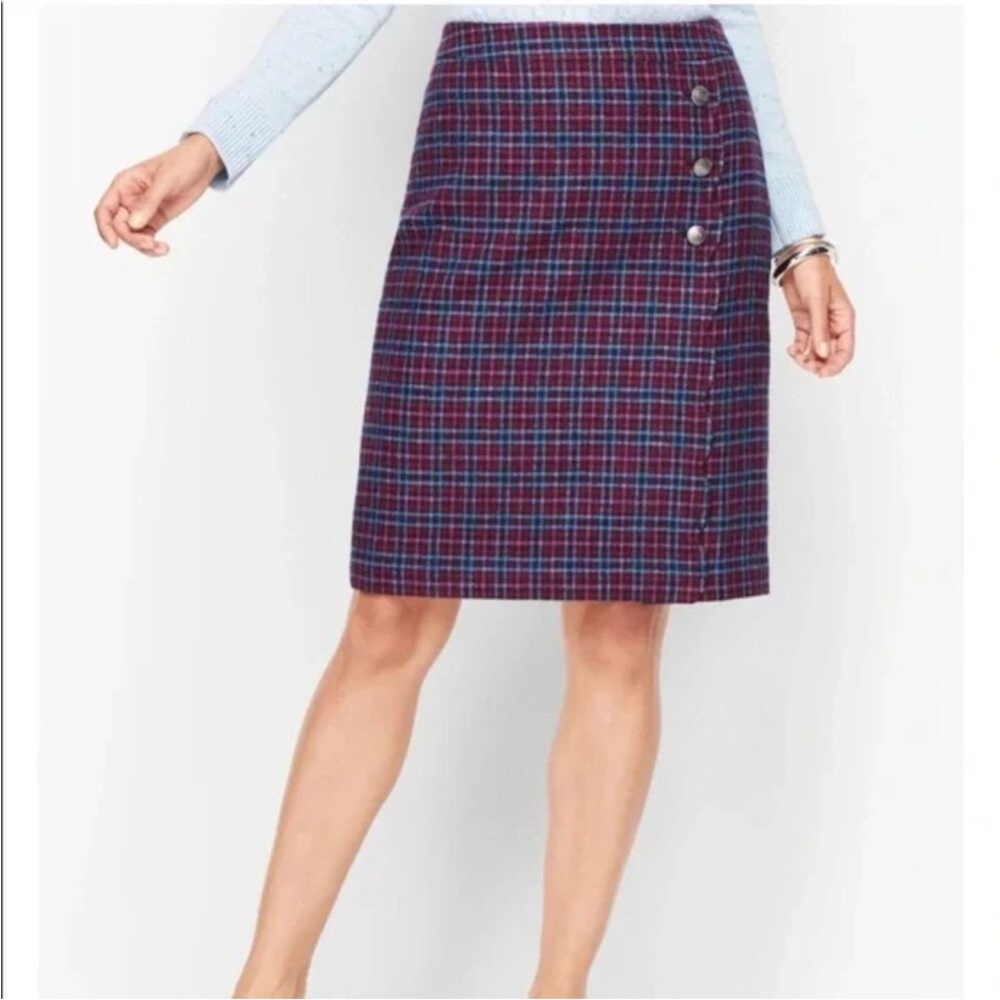 Talbots Plaid Wool Blend A-Line Skirt